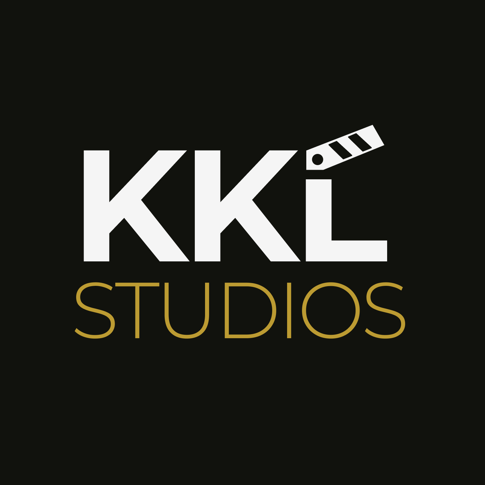 KKL Studios logo with clapperboard icon on black background