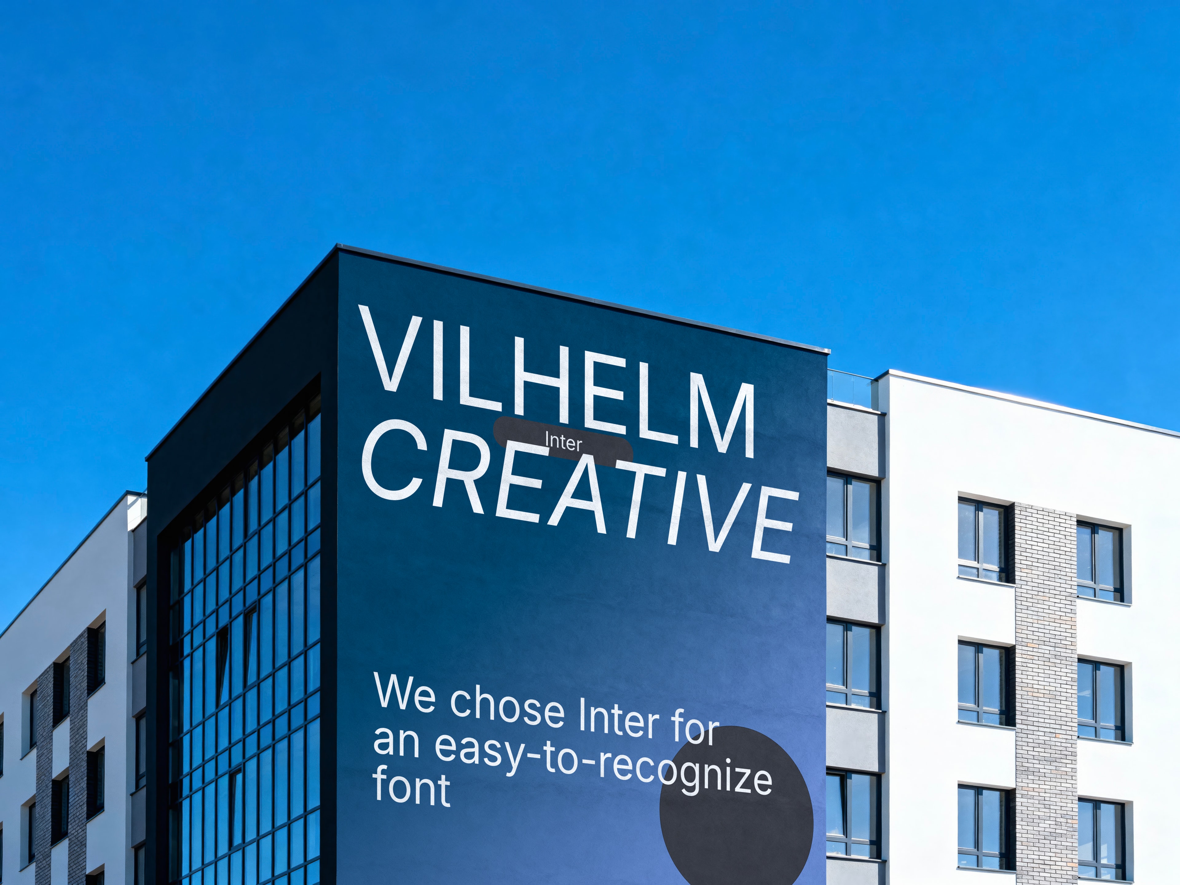 Vilhelm Creative filmstrip V logo on black background